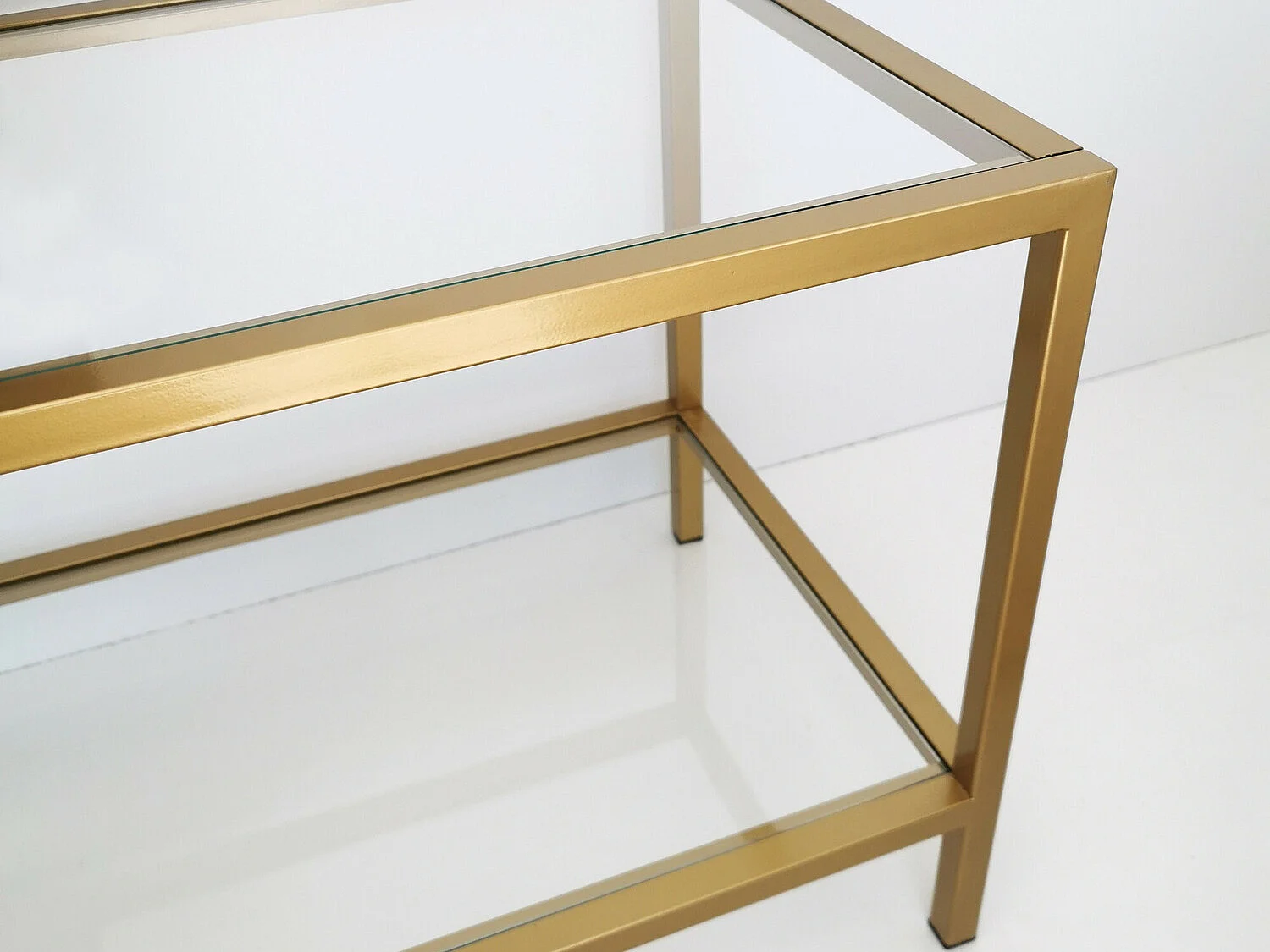 Moderner Metall- und Glastisch für Fernseher, 130 cm, Goldy