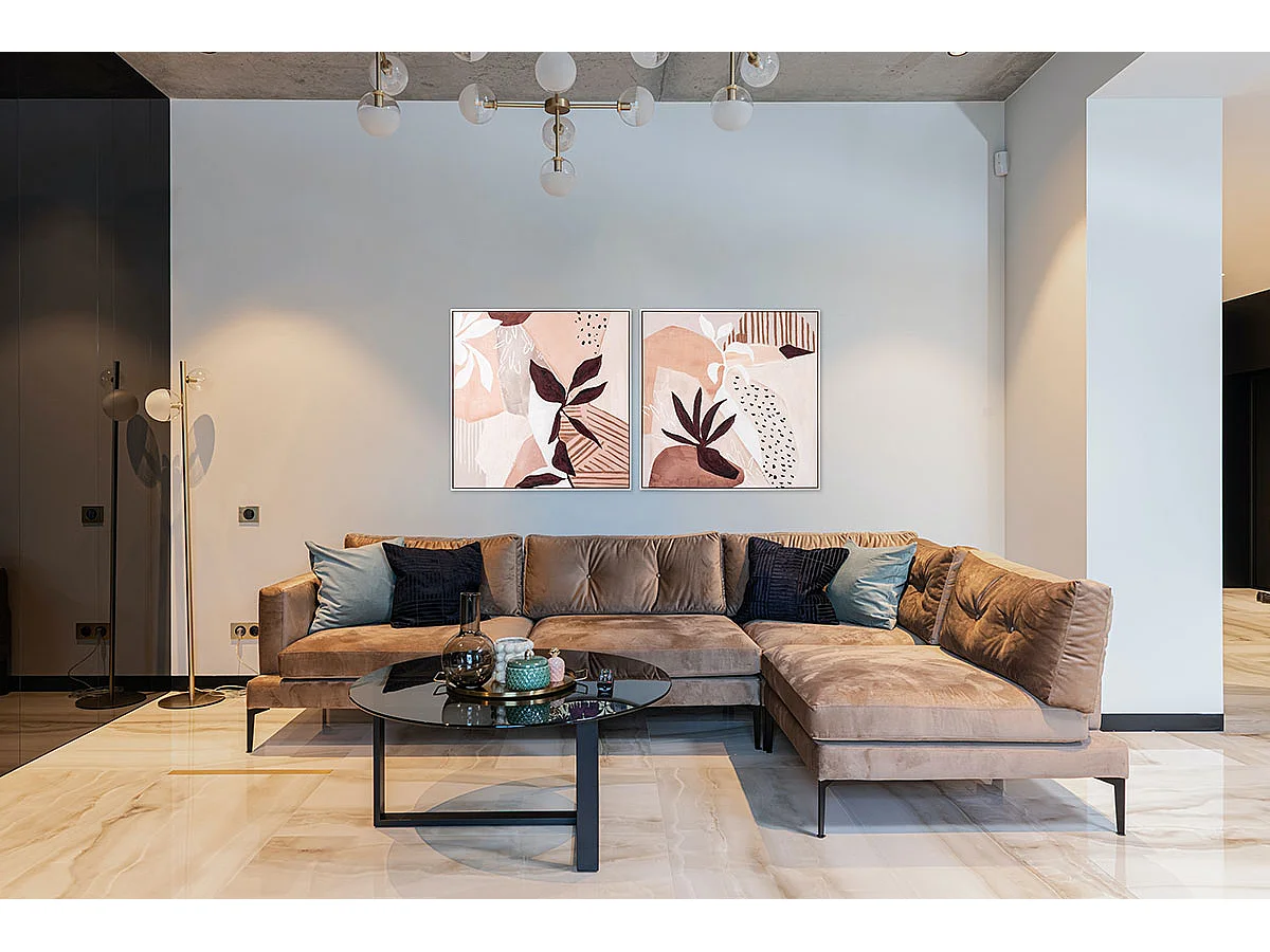 Ensemble 2 tableaux peinture à l'huile sur toile, peinte avec cadre en bois - Longueur 160  x Profondeur 5 x Hauteur 80 cm
