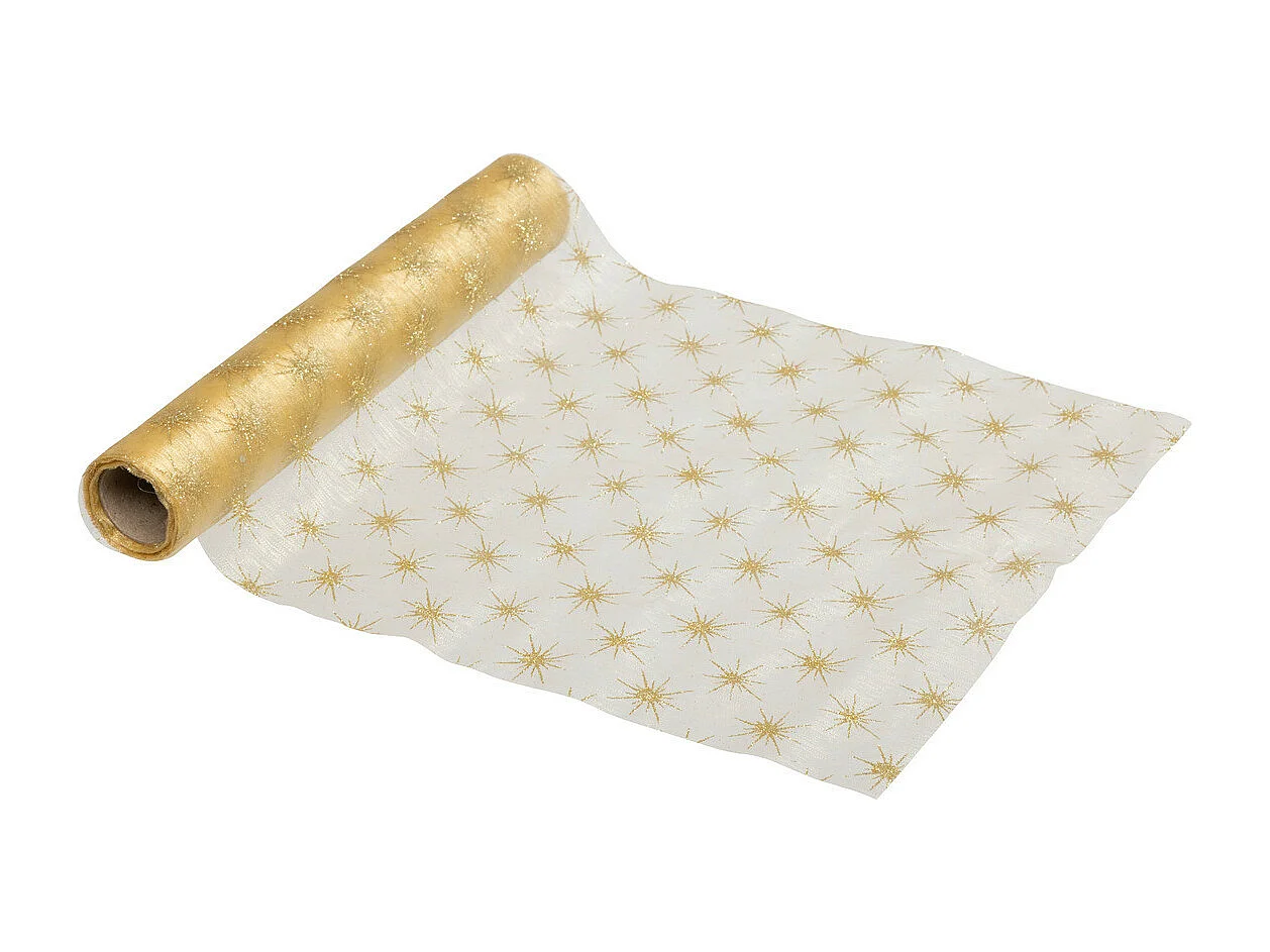 Chemin de table Organza OR Etoiles 28 x 500 cm
