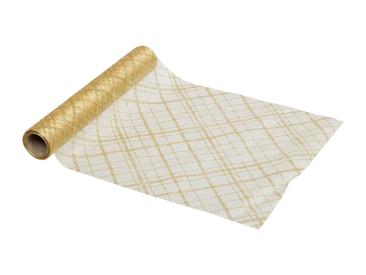 Chemin de table Organza OR Carreaux 28 x 500 cm