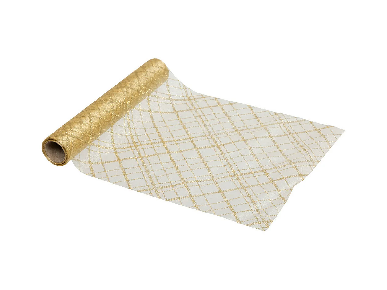 Chemin de table Organza OR Carreaux 28 x 500 cm
