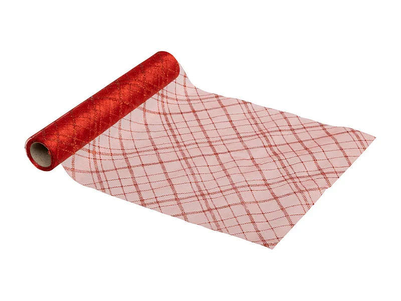 Chemin de table Organza Rouge Carreaux 28 x 500 cm