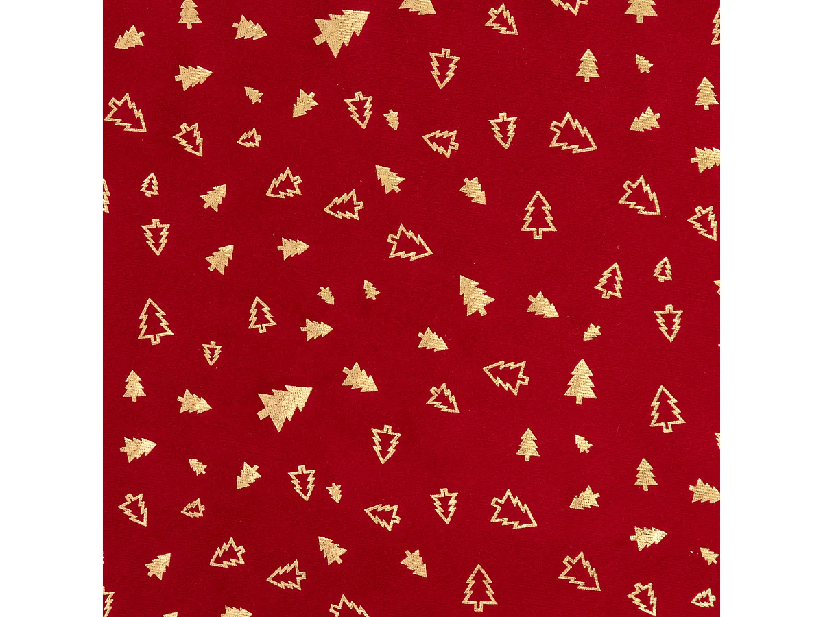Chemin de table Tissu en Velours Rouge et Sapin OR 28 x 300 cm