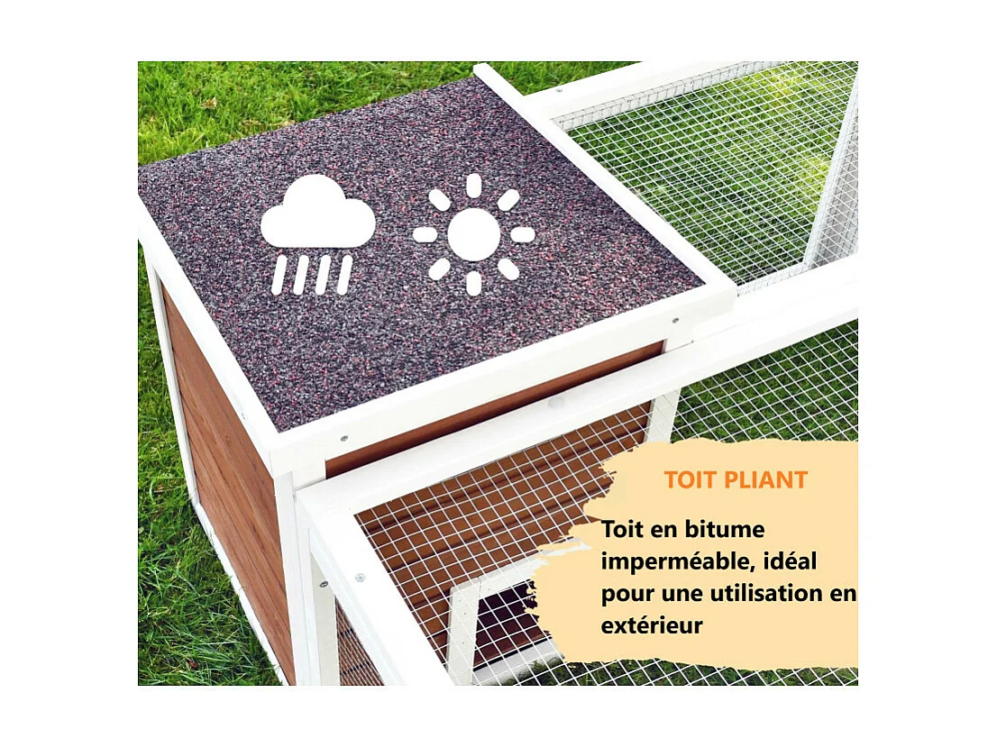 Cage mobile Enclos á lapins pour petit animaux 218x46x100cm petite maison inclus