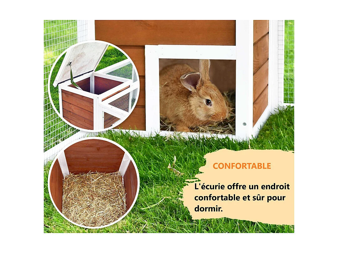 Cage mobile Enclos á lapins pour petit animaux 218x46x100cm petite maison inclus