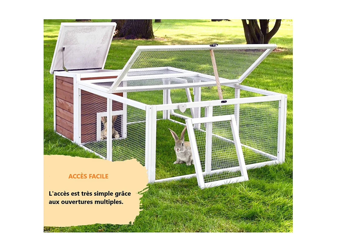 Cage mobile Enclos á lapins pour petit animaux 128x46x100cm petite maison inclus
