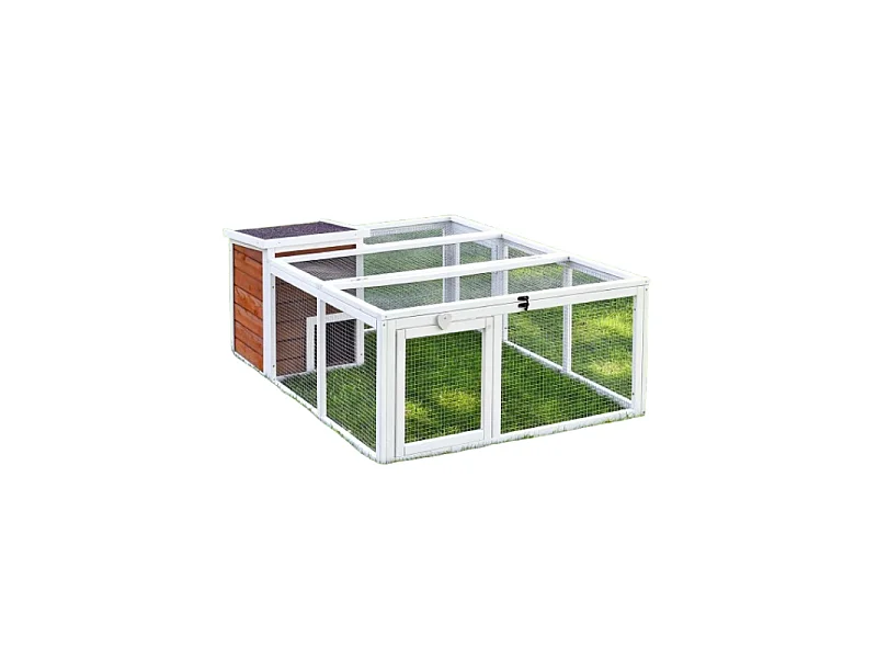 Cage mobile Enclos á lapins pour petit animaux 128x46x100cm petite maison inclus