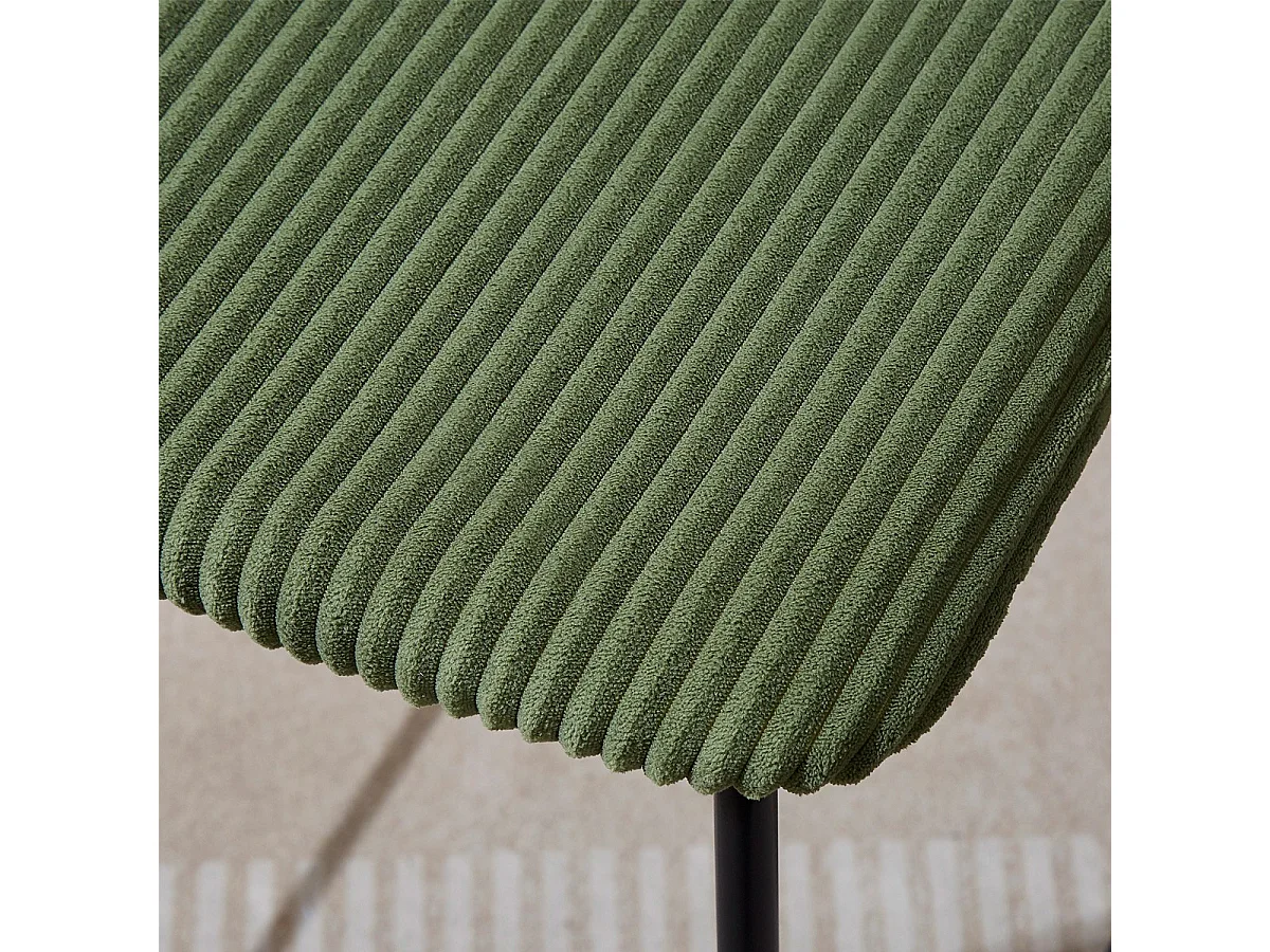 Lot de 2 tabourets de bar en velours côtelé vert kaki - Jones