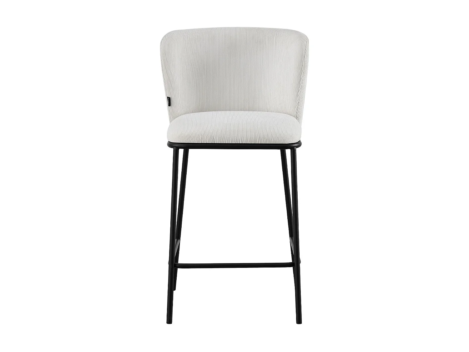 Lot de 2 tabourets de bar en velours côtelé beige, piètement noir - Toma