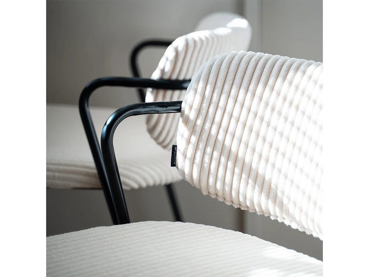 Lot de 2 tabourets de bar en velours côtelé beige - Jones