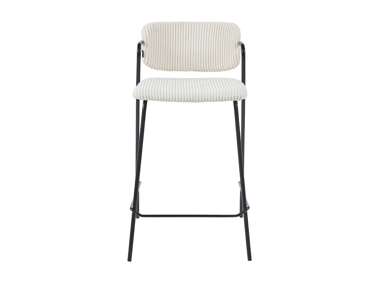 Lot de 2 tabourets de bar en velours côtelé beige - Jones