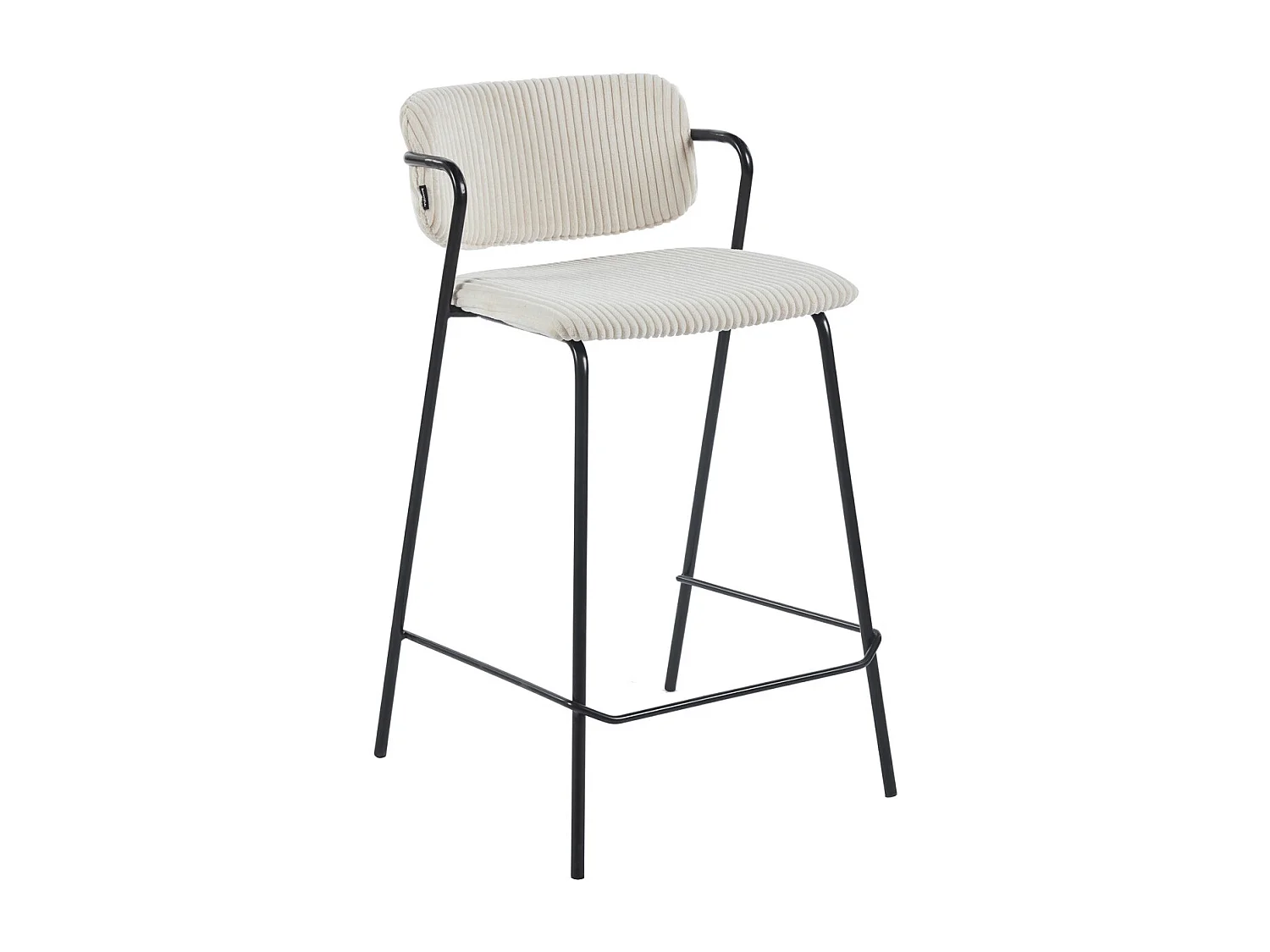 Lot de 2 tabourets de bar en velours côtelé beige - Jones