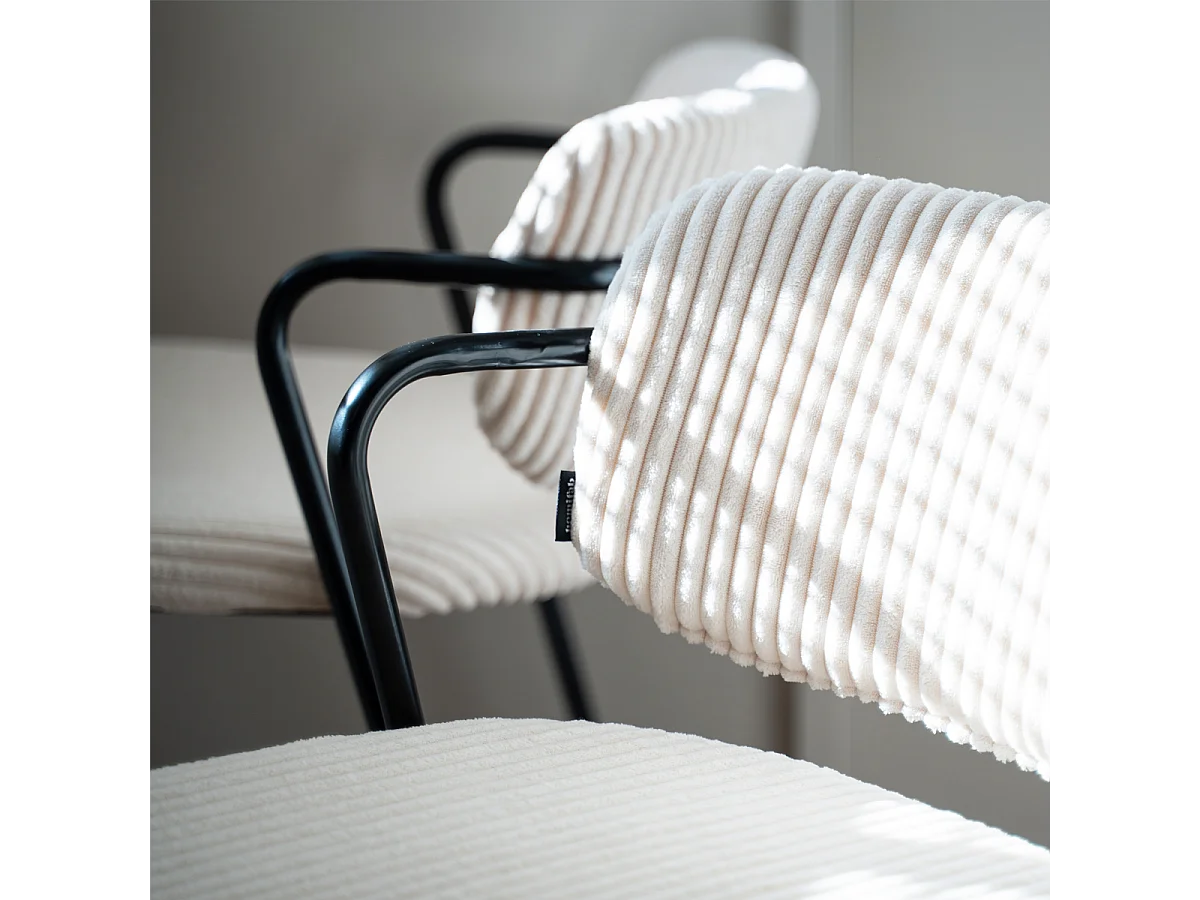 Lot de 2 tabourets de bar en velours côtelé beige - Jones