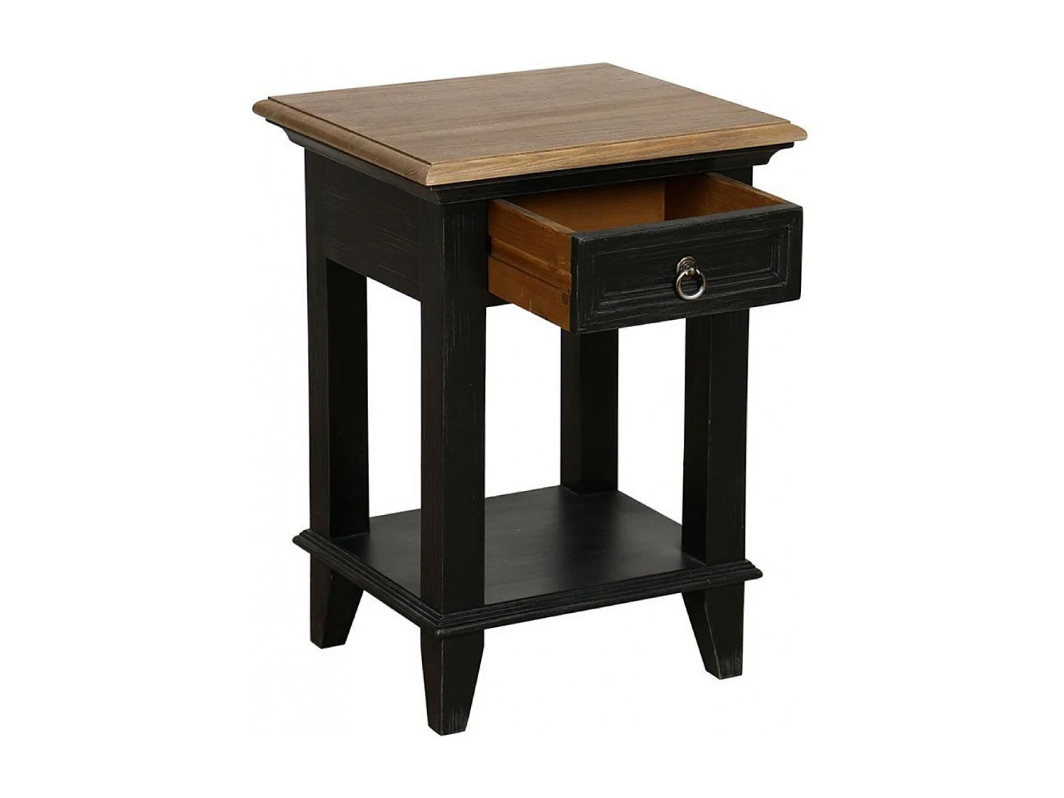 Table de chevet ouvert 1 tiroir Bois Noir - Esquisse Interior's