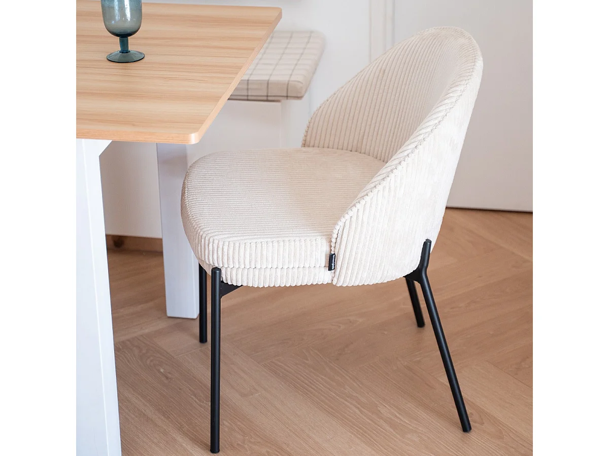 Lot de 2 chaises en velours côtelé beige - Cloé