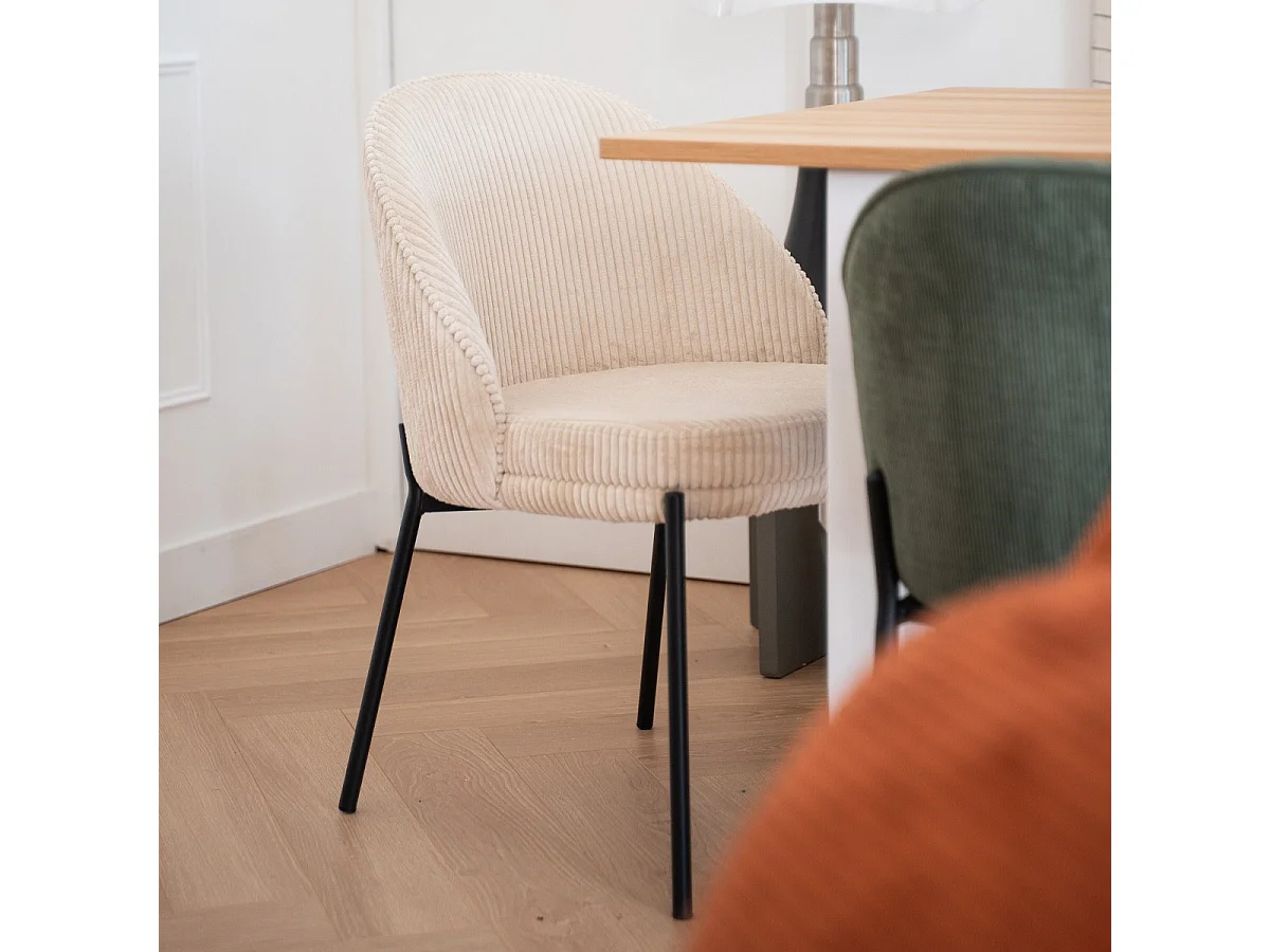 Lot de 2 chaises en velours côtelé beige - Cloé