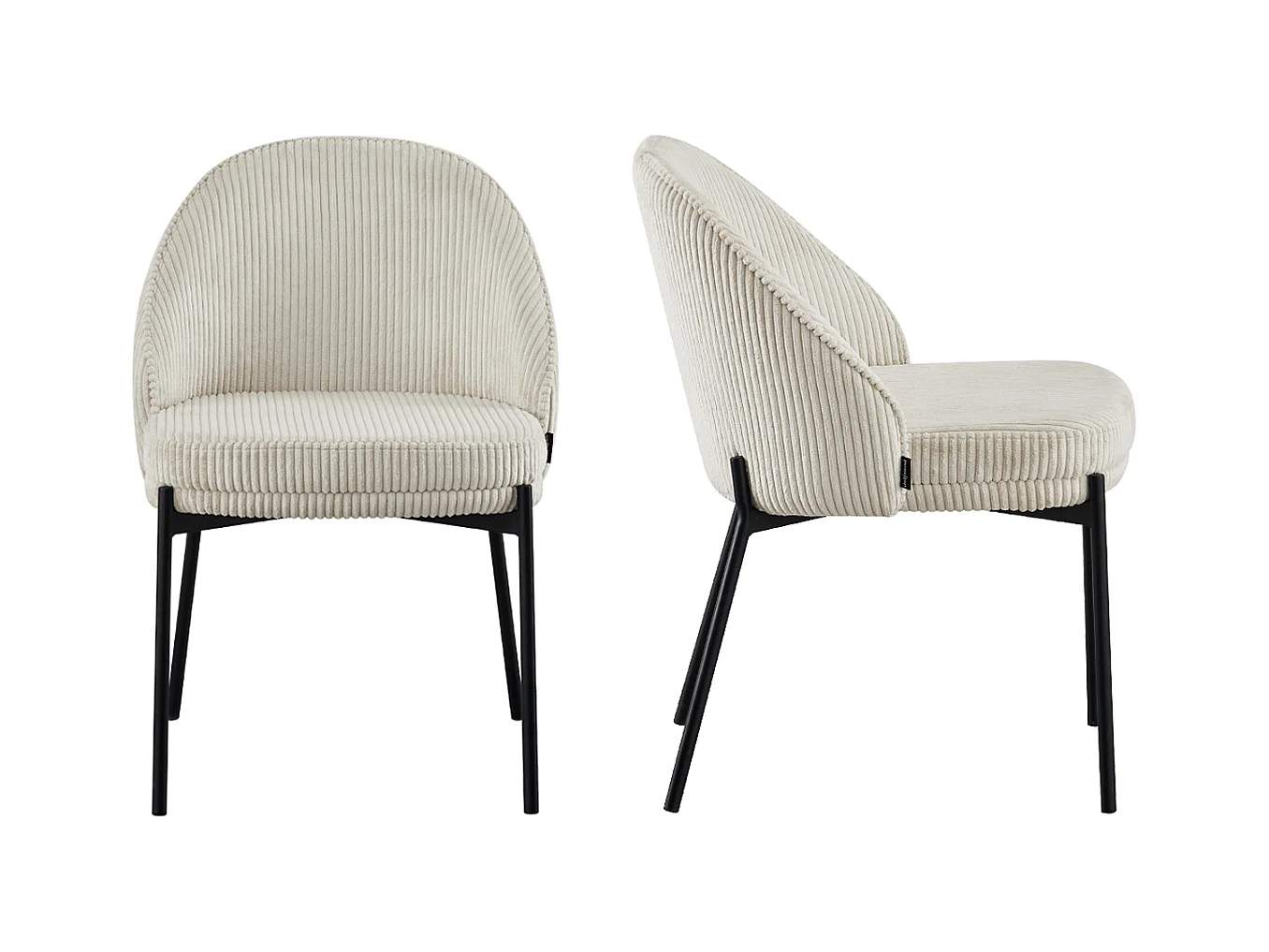 Lot de 2 chaises en velours côtelé beige - Cloé