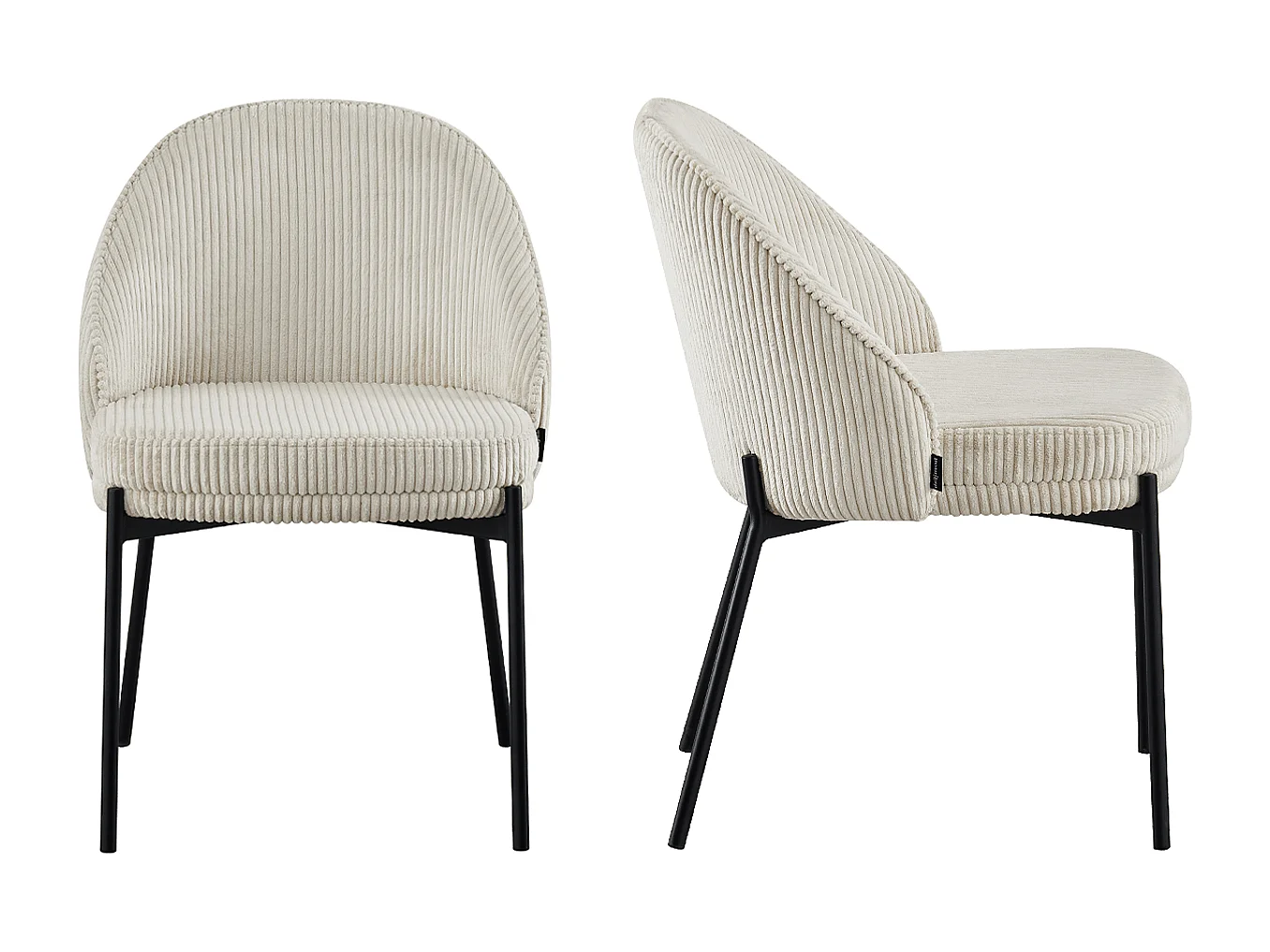 Lot de 2 chaises en velours côtelé beige - Cloé