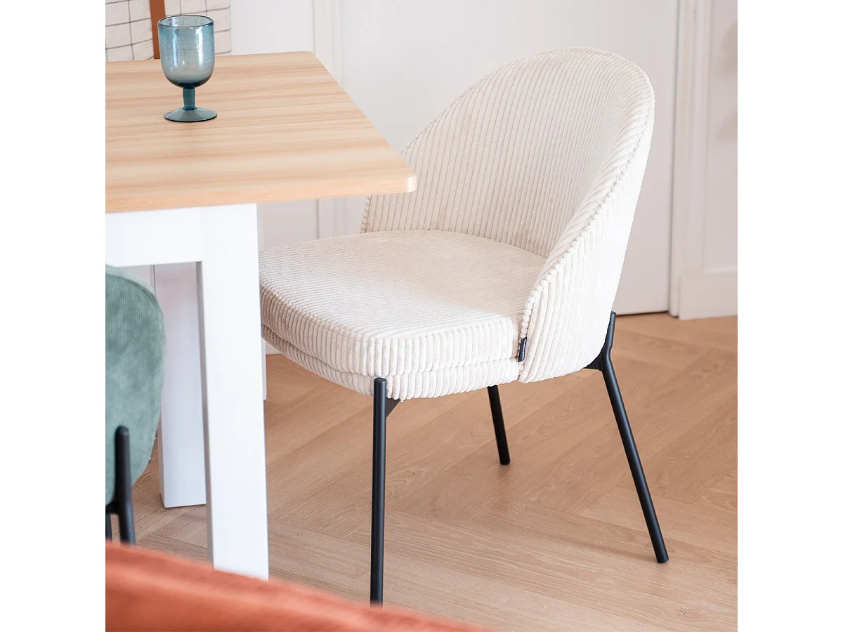 Lot de 2 chaises en velours côtelé beige - Cloé