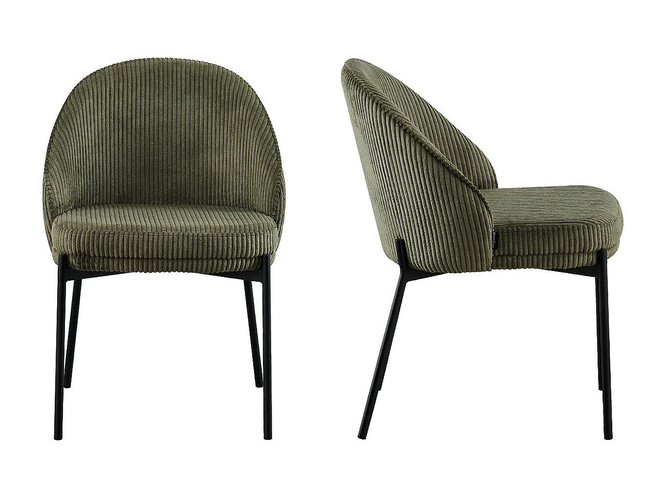 Lot de 2 chaises en velours côtelé vert kaki - Cloé