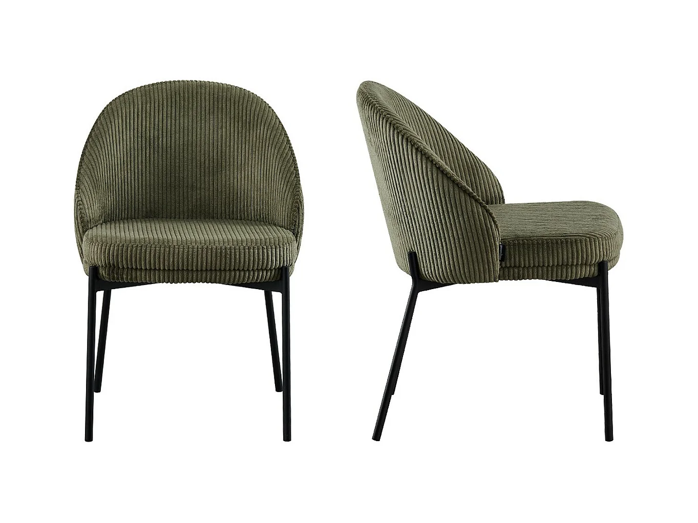 Lot de 2 chaises en velours côtelé vert kaki - Cloé