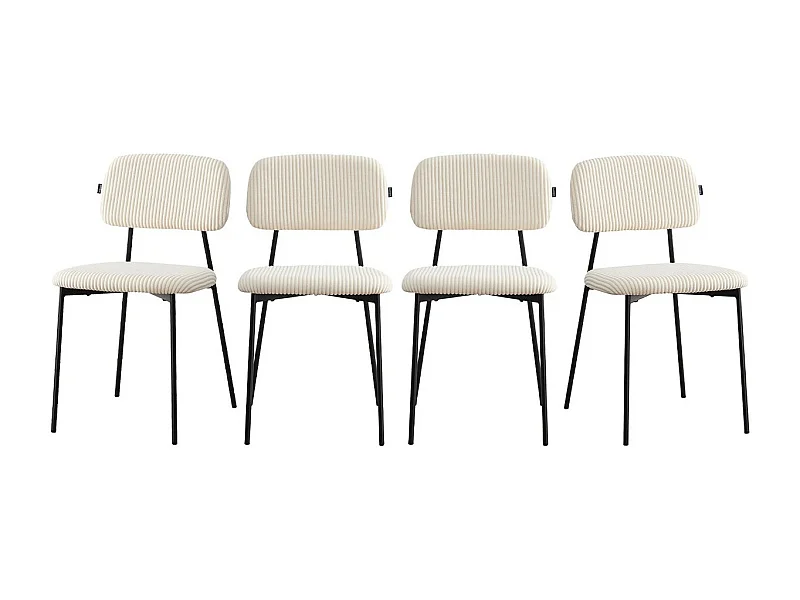 Lot de 4 chaises en velours côtelé beige - Lorie