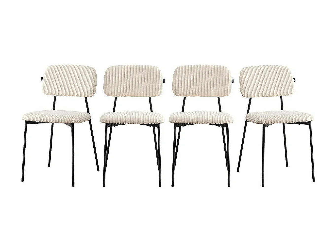 Lot de 4 chaises en velours côtelé beige - Lorie