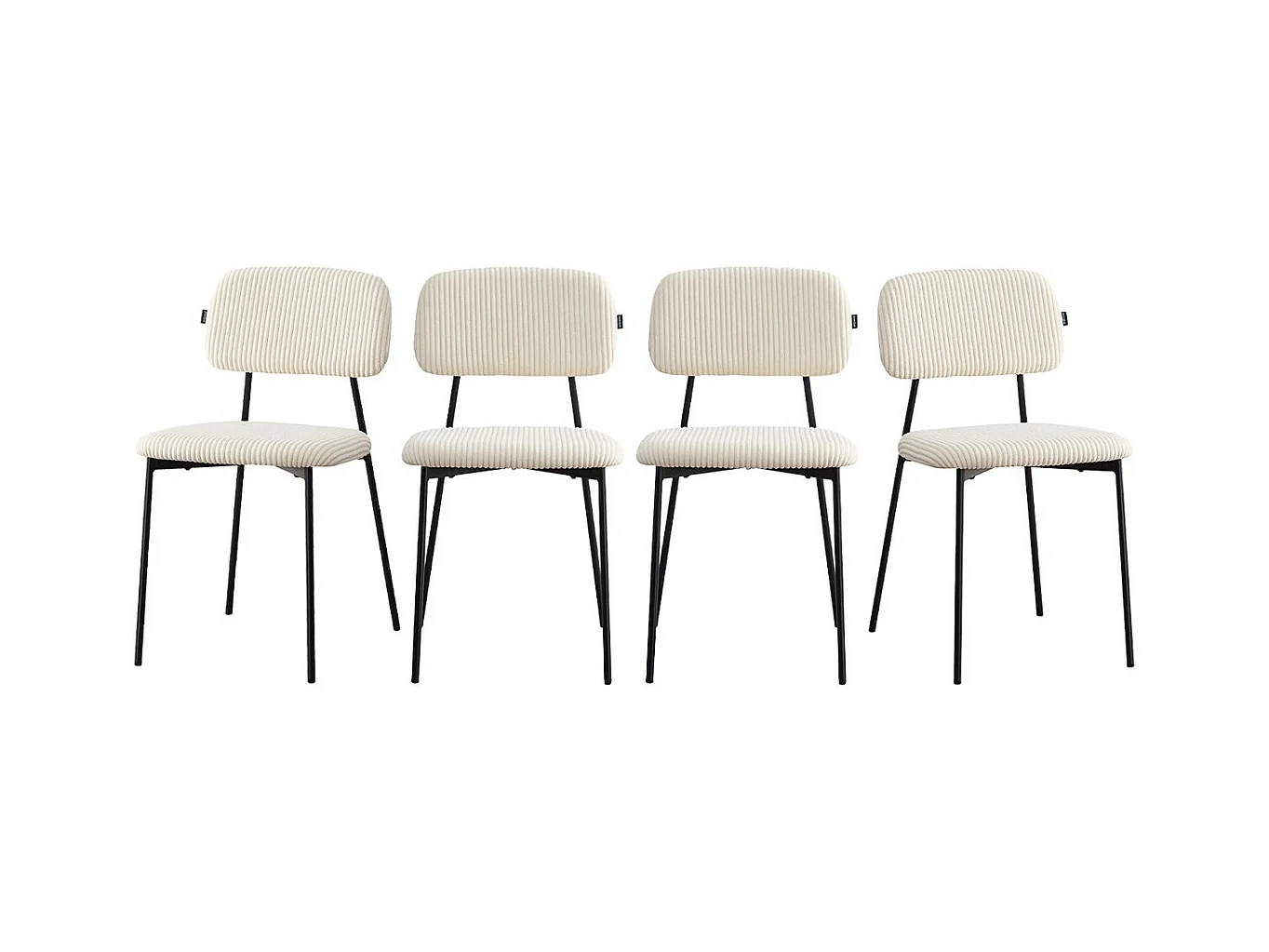 Lot de 4 chaises en velours côtelé beige - Lorie