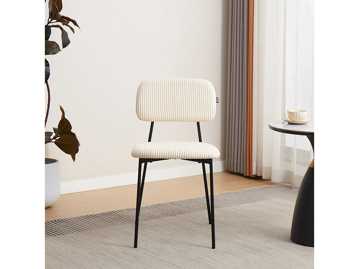 Lot de 4 chaises en velours côtelé beige - Lorie