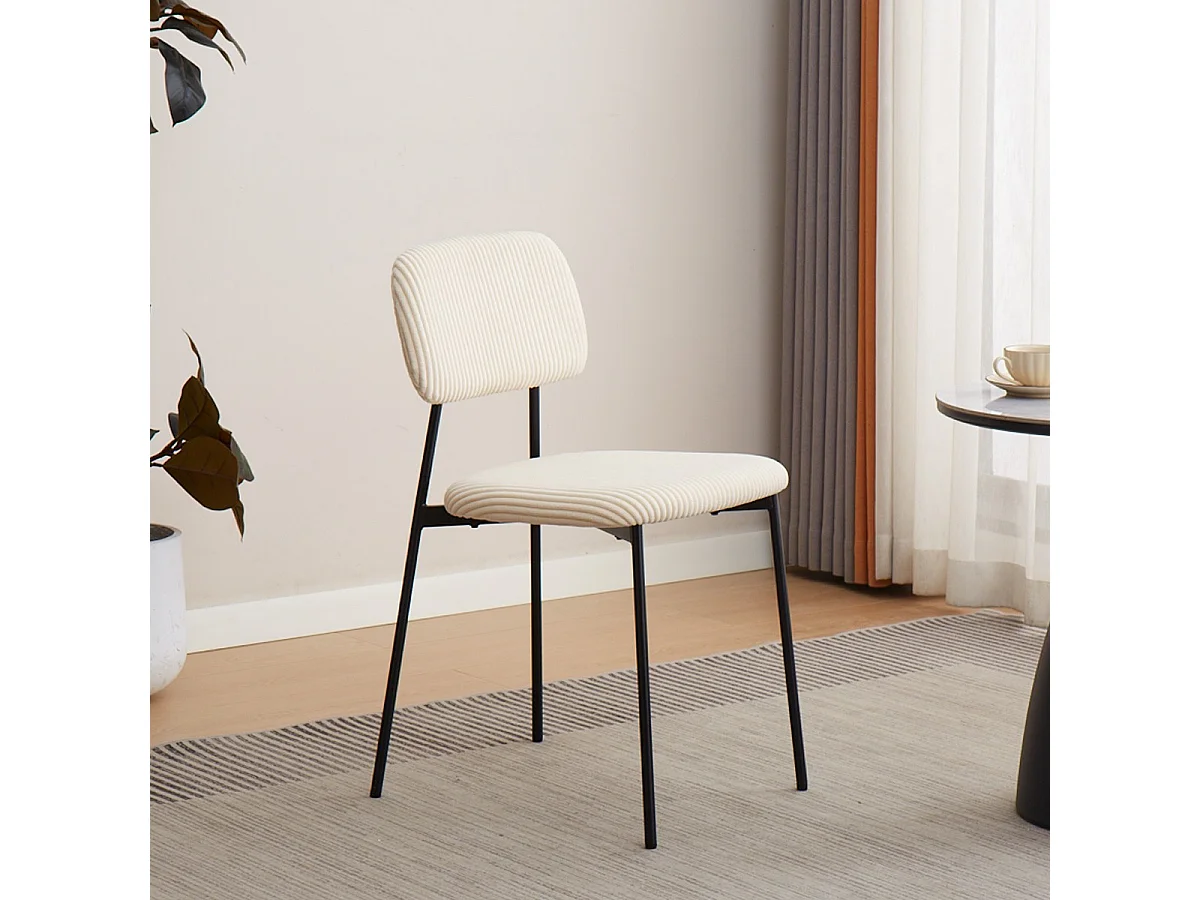 Lot de 4 chaises en velours côtelé beige - Lorie