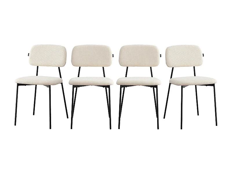 Lot de 4 chaises en velours côtelé beige - Lorie