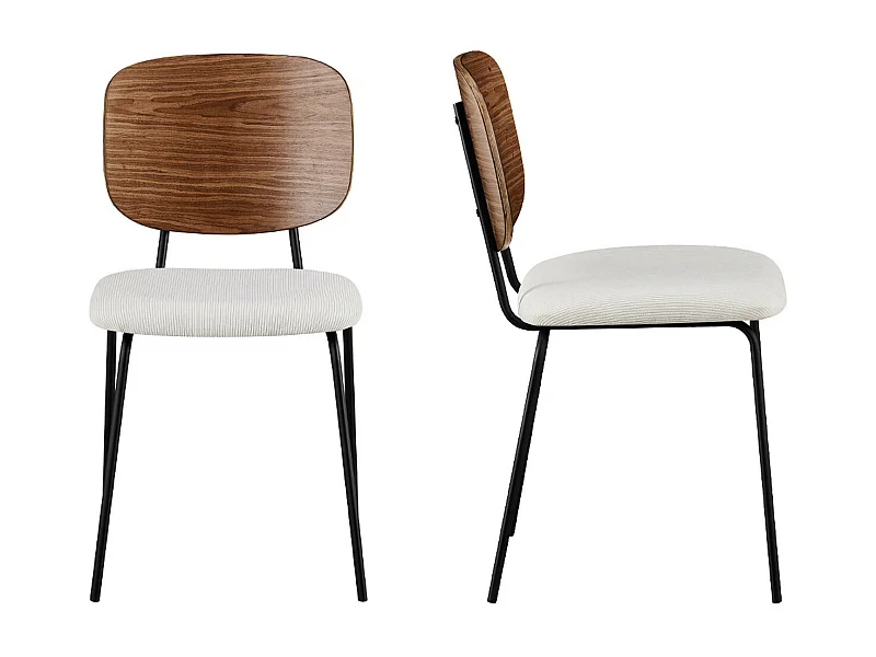 Lot de 2 chaises en velours côtelé beige - Naya