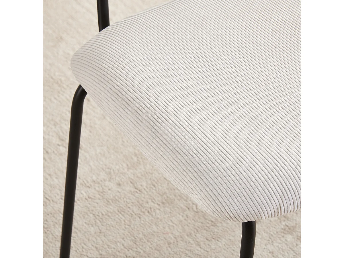 Lot de 2 chaises en velours côtelé beige - Naya