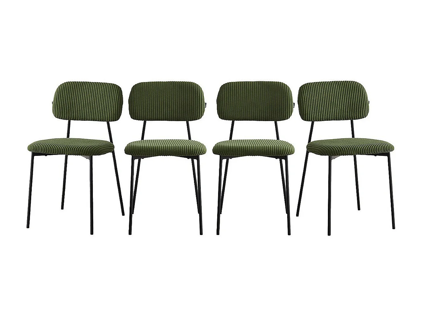 Lot de 4 chaises en velours côtelé vert kaki - Lorie