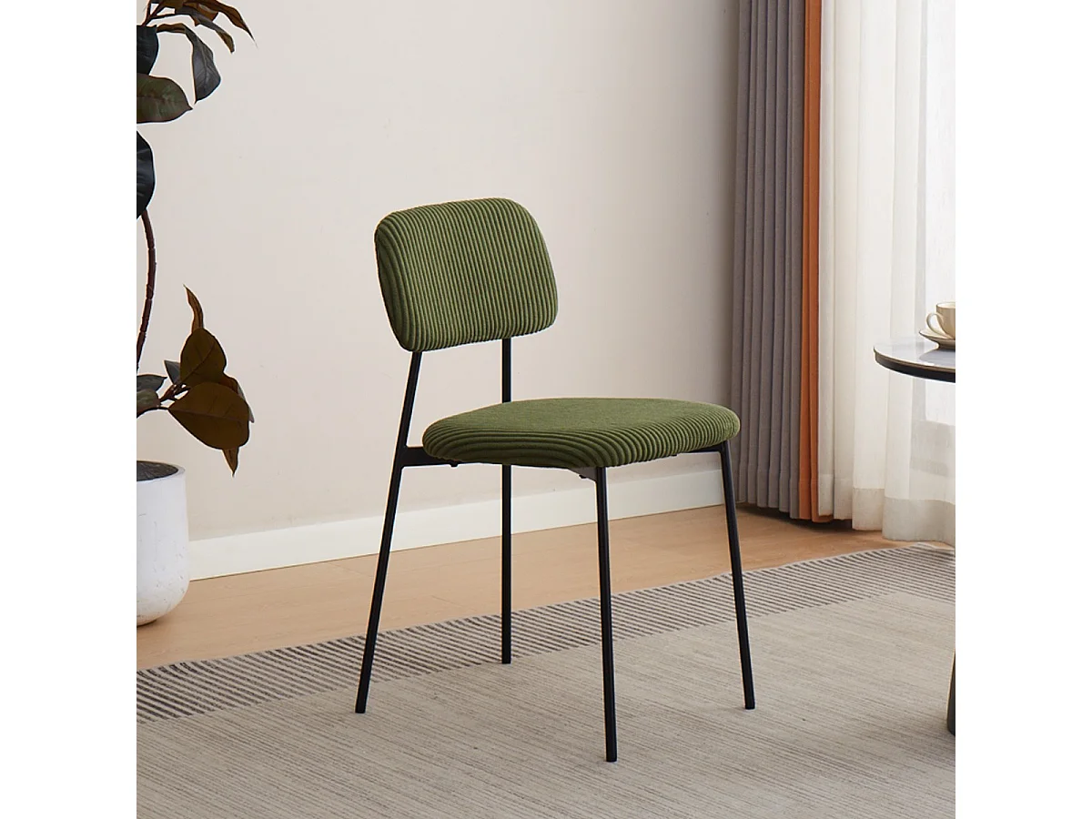 Lot de 4 chaises en velours côtelé vert kaki - Lorie