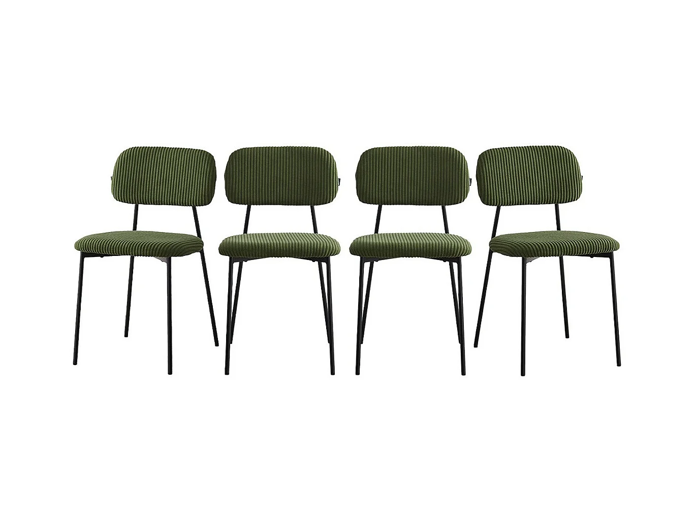 Lot de 4 chaises en velours côtelé vert kaki - Lorie