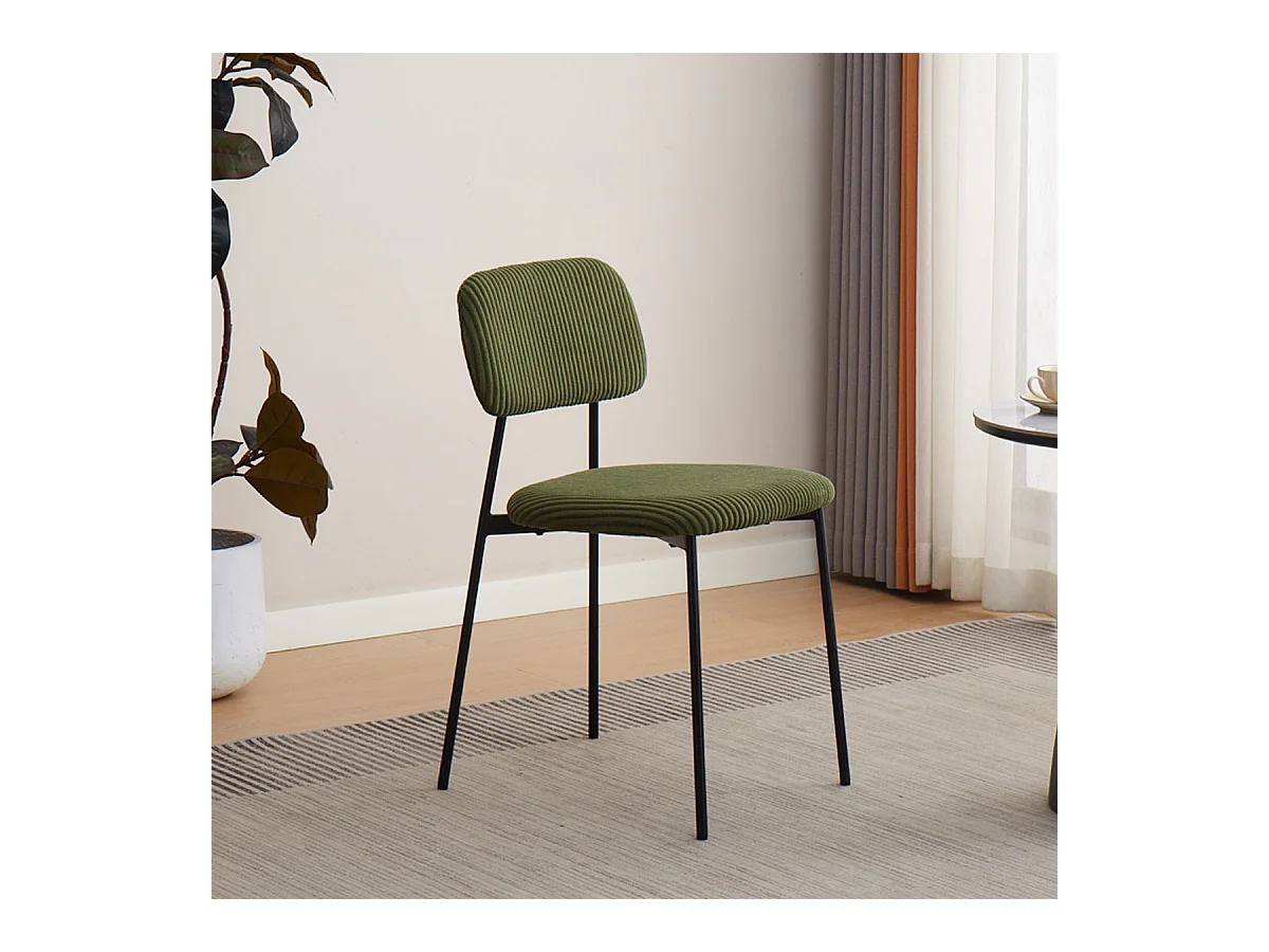 Lot de 4 chaises en velours côtelé vert kaki - Lorie