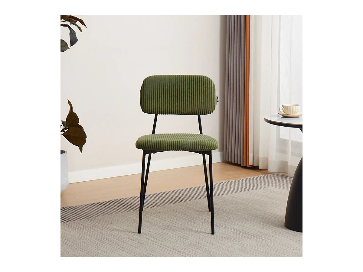 Lot de 4 chaises en velours côtelé vert kaki - Lorie