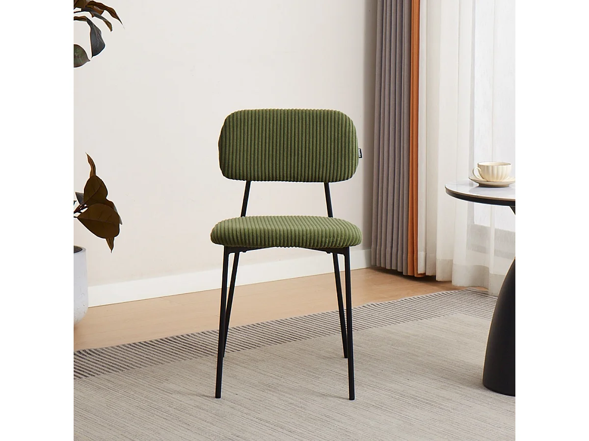 Lot de 4 chaises en velours côtelé vert kaki - Lorie