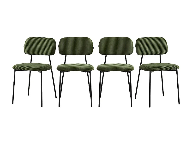 Lot de 4 chaises en velours côtelé vert kaki - Lorie