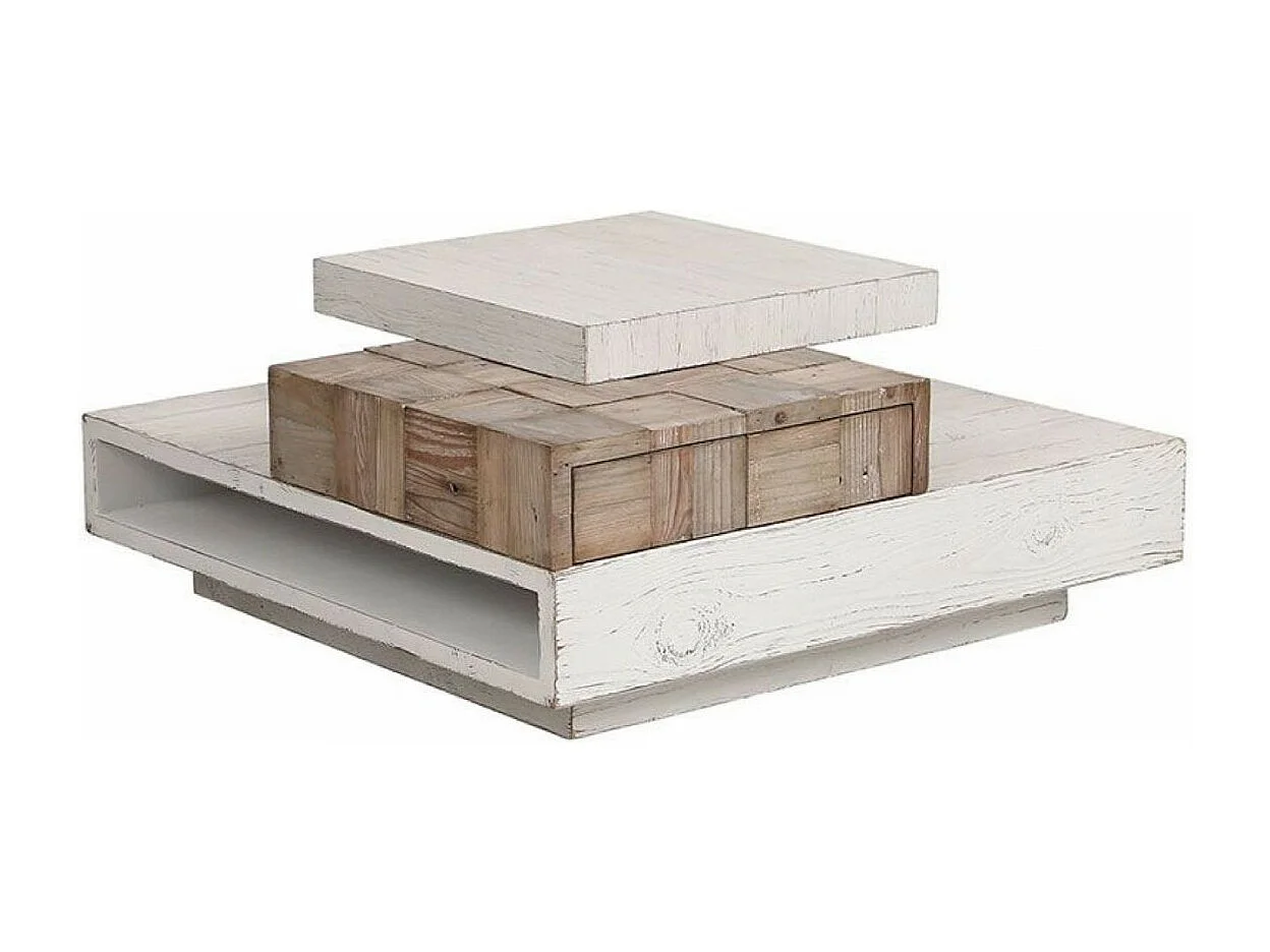 Table basse carrée Bois Blanc - Embruns Interior's