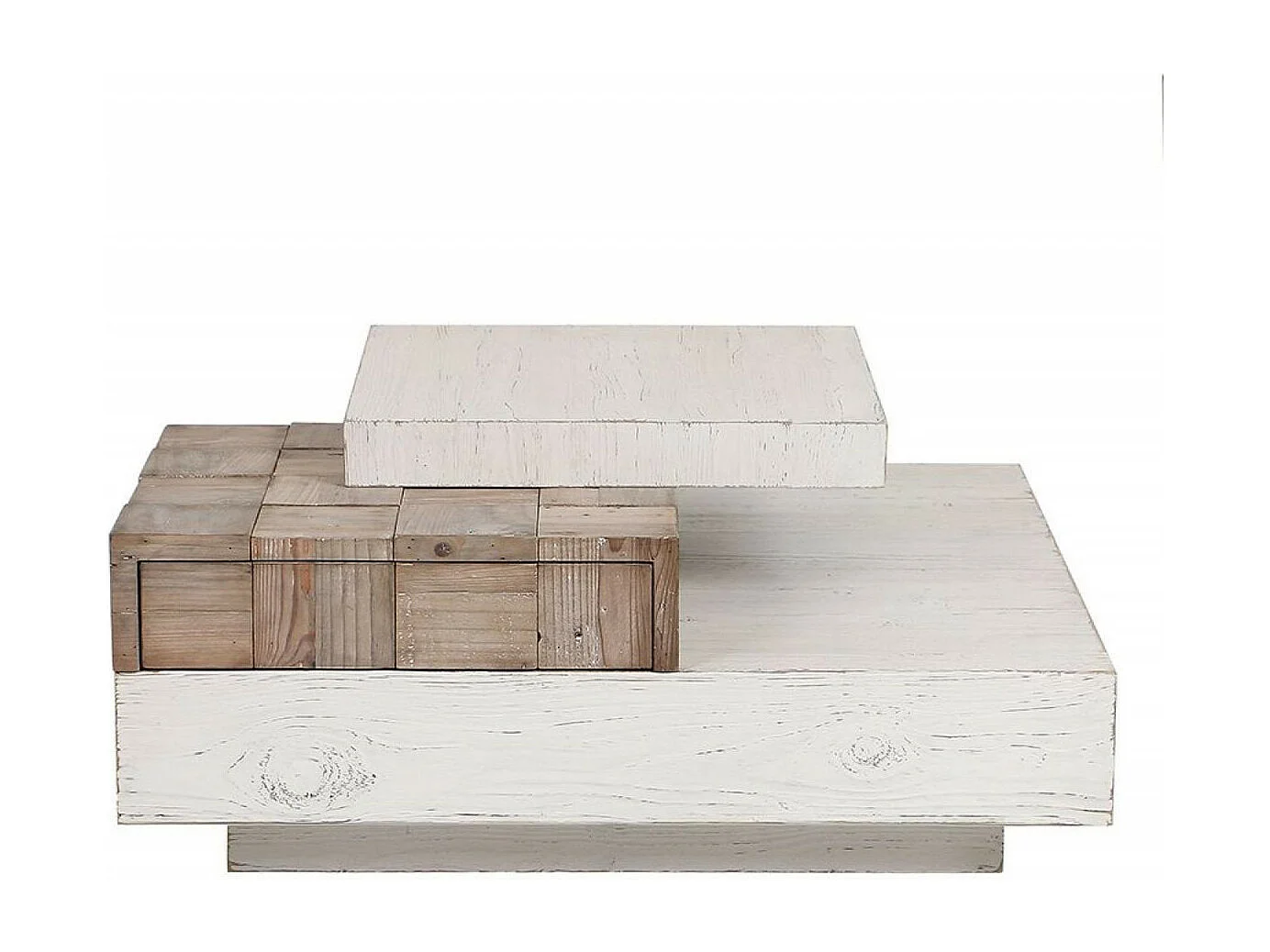 Table basse carrée Bois Blanc - Embruns Interior's