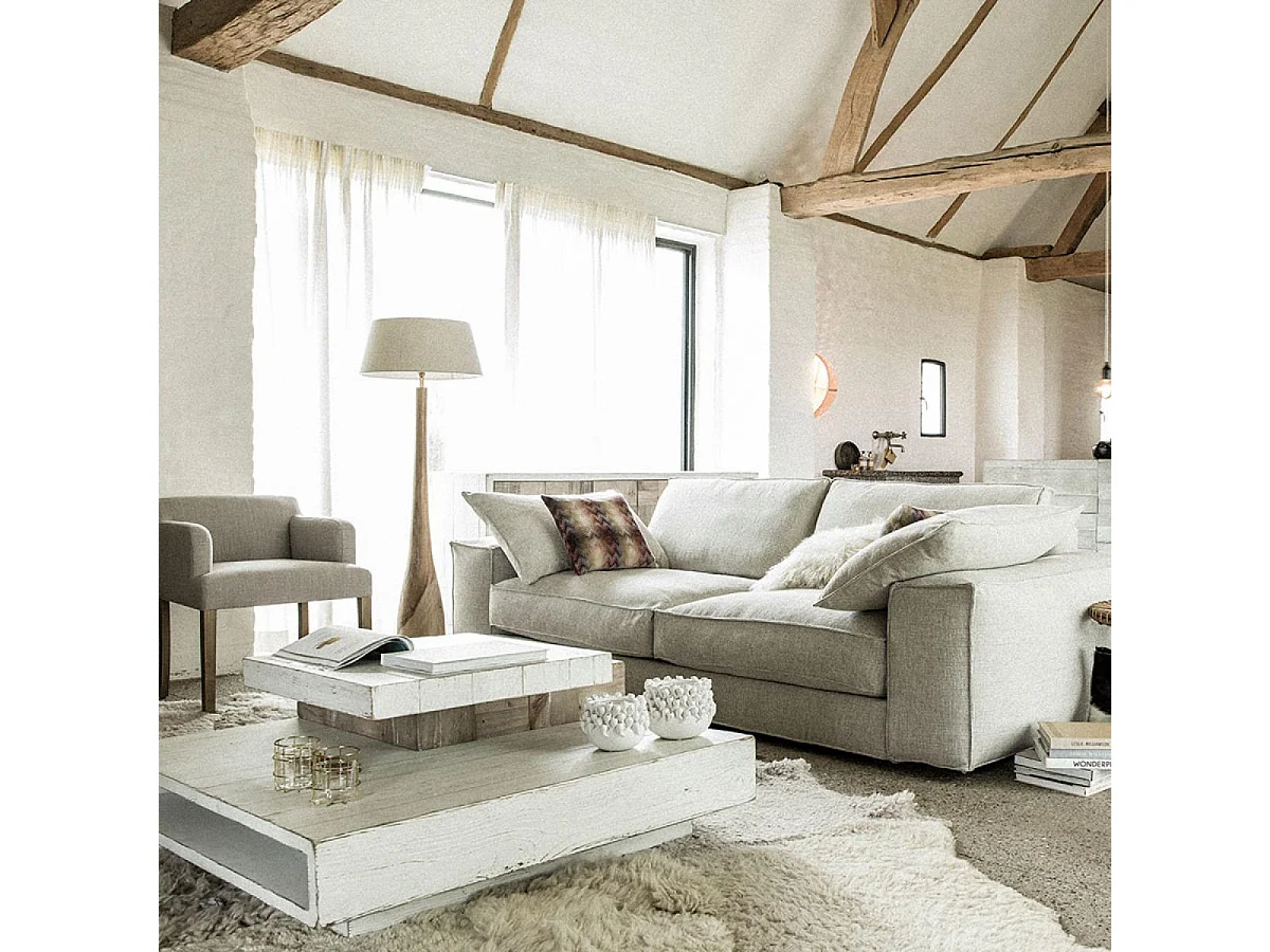 Table basse carrée Bois Blanc - Embruns Interior's