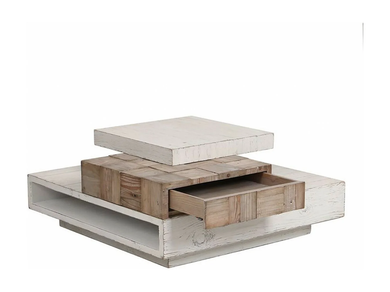 Table basse carrée Bois Blanc - Embruns Interior's