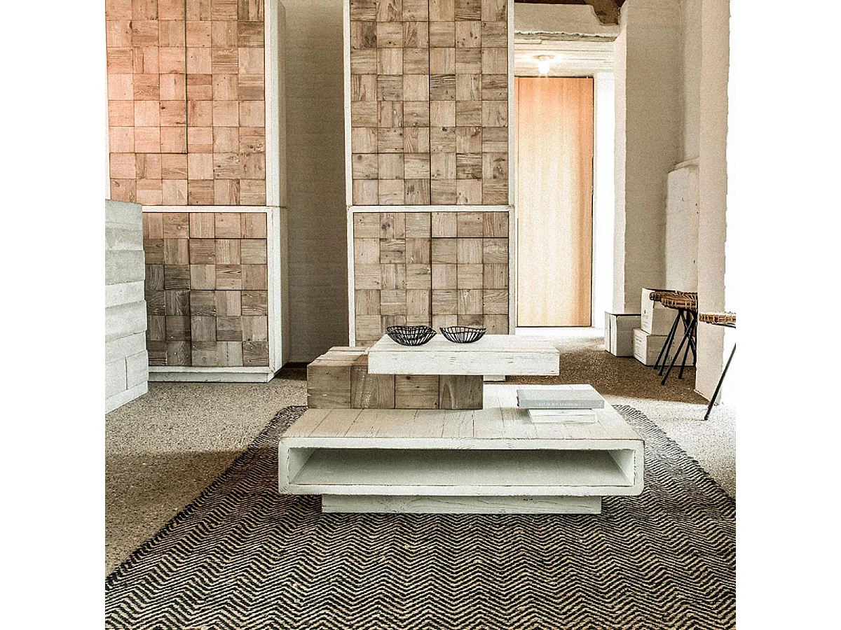 Table basse carrée Bois Blanc - Embruns Interior's