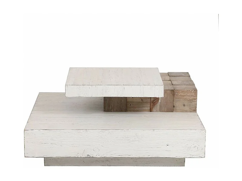 Table basse carrée Bois Blanc - Embruns Interior's