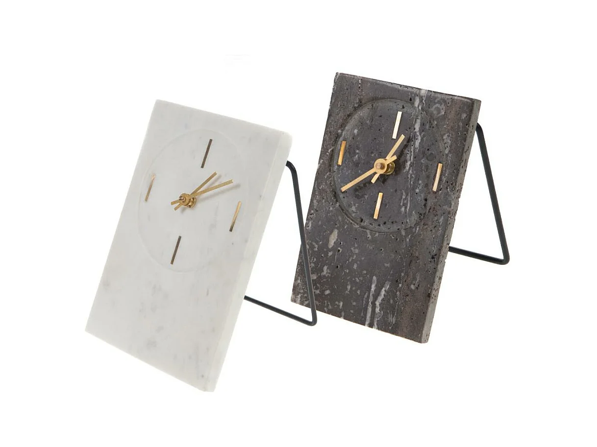 Set de 2 horloges en mabre blanc et noir
