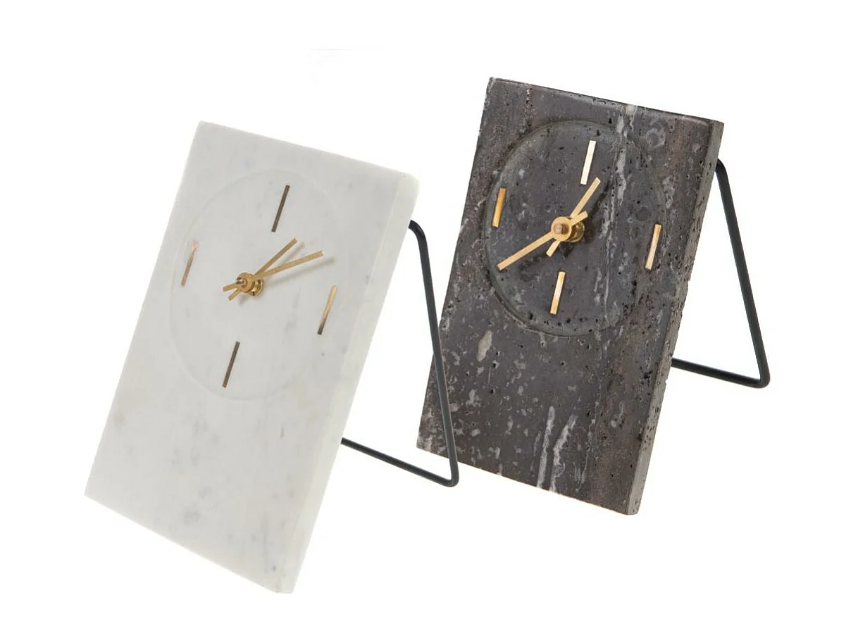 Set de 2 horloges en mabre blanc et noir