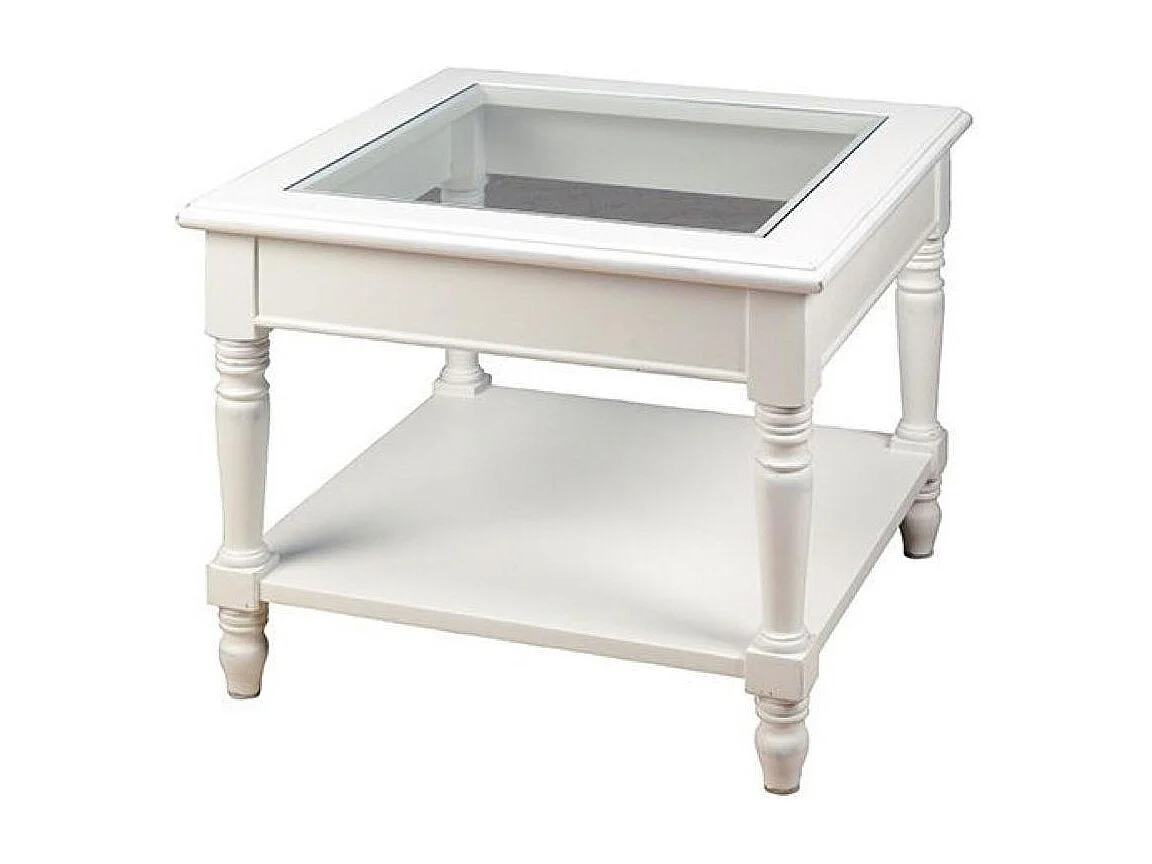 Bout de canapé vitré MDF Blanc - Harmonie Interior's