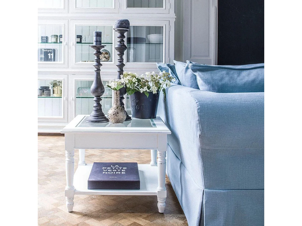 Bout de canapé vitré MDF Blanc - Harmonie Interior's